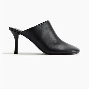 H&M Heeled Black Leather Mules NWT